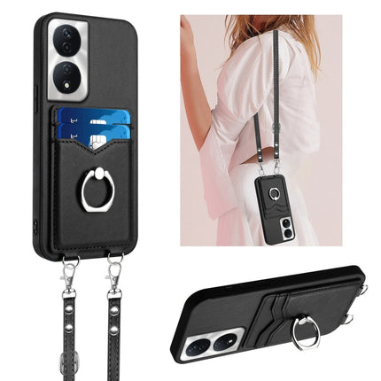 R20 Crossbody Rope Ring Card Holder Phone Case, For Honor 200 Lite Global, For Honor X8b Global, For Honor X9b / Magic6 Lite, For Honor X7b / Play 8T 5G