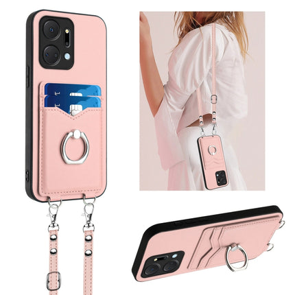 R20 Crossbody Rope Ring Card Holder Phone Case, For Honor X6a Global, For Honor 90, For Honor X50i, For Honor X7a / Play7T