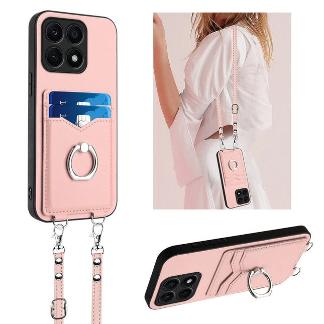 R20 Crossbody Rope Ring Card Holder Phone Case, For Honor X8a, For Honor X9a / Magic5 Lite