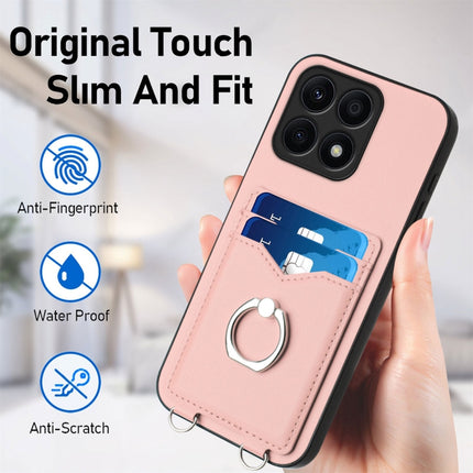 R20 Crossbody Rope Ring Card Holder Phone Case, For Honor X8a, For Honor X9a / Magic5 Lite