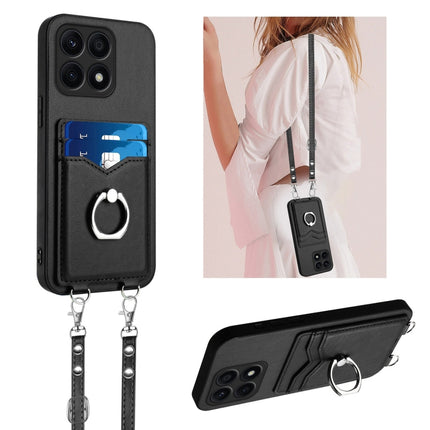R20 Crossbody Rope Ring Card Holder Phone Case, For Honor X8a, For Honor X9a / Magic5 Lite
