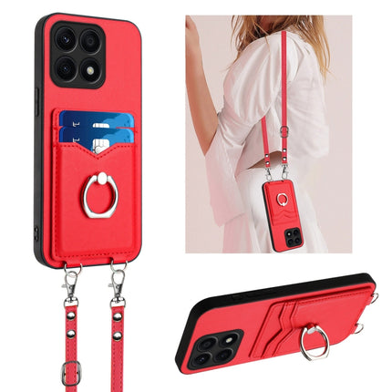 R20 Crossbody Rope Ring Card Holder Phone Case, For Honor X8a, For Honor X9a / Magic5 Lite