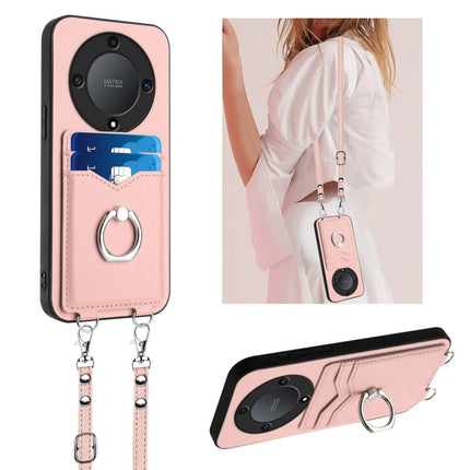 R20 Crossbody Rope Ring Card Holder Phone Case, For Honor X8a, For Honor X9a / Magic5 Lite