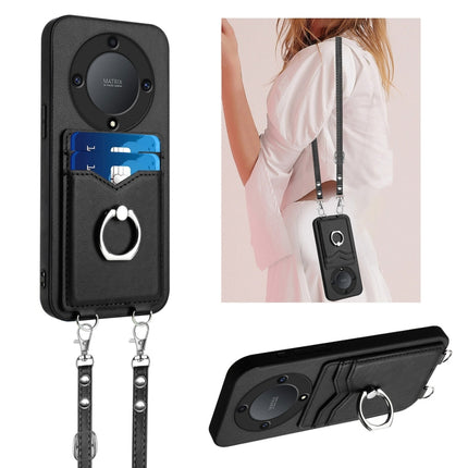 R20 Crossbody Rope Ring Card Holder Phone Case, For Honor X8a, For Honor X9a / Magic5 Lite
