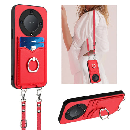 R20 Crossbody Rope Ring Card Holder Phone Case, For Honor X8a, For Honor X9a / Magic5 Lite