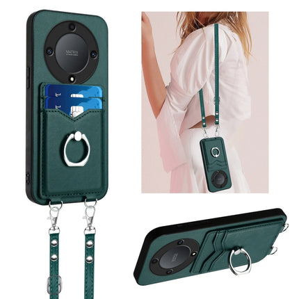 R20 Crossbody Rope Ring Card Holder Phone Case, For Honor X8a, For Honor X9a / Magic5 Lite