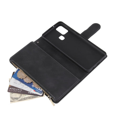 Multifunktionale, im Retro-Stil gehaltene horizontale Klapp-Lederhülle mit Kartenfach und Halter, Geldbörse mit Reißverschluss, Bilderrahmen und Umhängeband, für Samsung Galaxy Note20