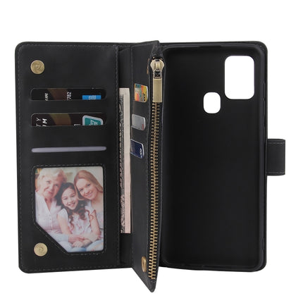 Multifunktionale, im Retro-Stil gehaltene horizontale Klapp-Lederhülle mit Kartenfach und Halter, Geldbörse mit Reißverschluss, Bilderrahmen und Umhängeband, für Samsung Galaxy Note20