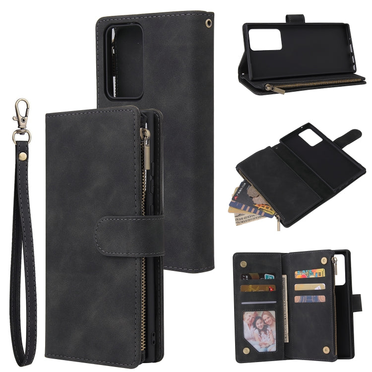 Multifunctional Retro Frosted Horizontal Flip Leather Case with Card Slot & Holder & Zipper Wallet & Photo Frame & Lanyard, For Samsung Galaxy Note20