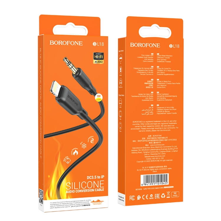 Borofone BL18 AUX Silicone Audio Cable, 3.5mm to 8 Pin Cable, 3.5mm to 8 Pin