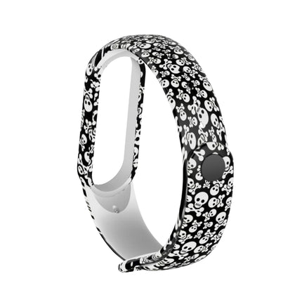 For Xiaomi Mi Band 5 TPU Replacement Strap Watchband, Peacock, Splash Ink, Skull, Butterflies, Colorful Skull, Facebook, Birds and Flowers, Blue Rose, Flamingo, Dog Paw, Stripe, Grass, Yellow Leopard, Gorgeous Starry Sky, Red Lips