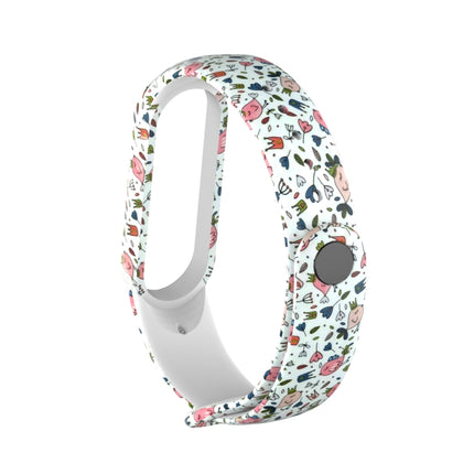 For Xiaomi Mi Band 5 TPU Replacement Strap Watchband, Peacock, Splash Ink, Skull, Butterflies, Colorful Skull, Facebook, Birds and Flowers, Blue Rose, Flamingo, Dog Paw, Stripe, Grass, Yellow Leopard, Gorgeous Starry Sky, Red Lips