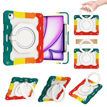 Armor Portable Rotating Ring Holder Silicone Tablet Case with Pen Slot, For iPad Air 13 2024 / 2025 / 2026, For iPad Air 11 2024 / 2025 / 2026, For iPad Pro 13 2025 / 2024, For iPad Pro 11 2025 / 2024