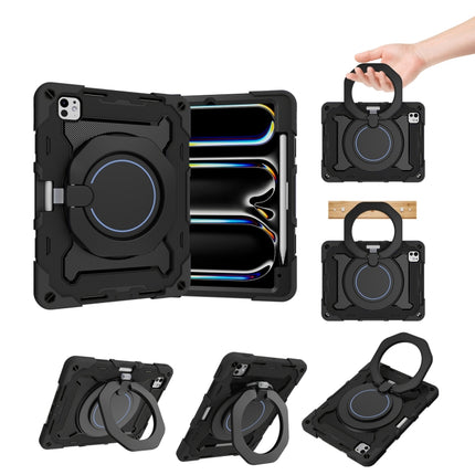 Armor Portable Rotating Ring Holder Silicone Tablet Case with Pen Slot, For iPad Air 13 2024 / 2025 / 2026, For iPad Air 11 2024 / 2025 / 2026, For iPad Pro 13 2025 / 2024, For iPad Pro 11 2025 / 2024