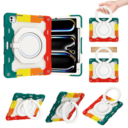 Armor Portable Rotating Ring Holder Silicone Tablet Case with Pen Slot, For iPad Air 13 2024 / 2025 / 2026, For iPad Air 11 2024 / 2025 / 2026, For iPad Pro 13 2025 / 2024, For iPad Pro 11 2025 / 2024