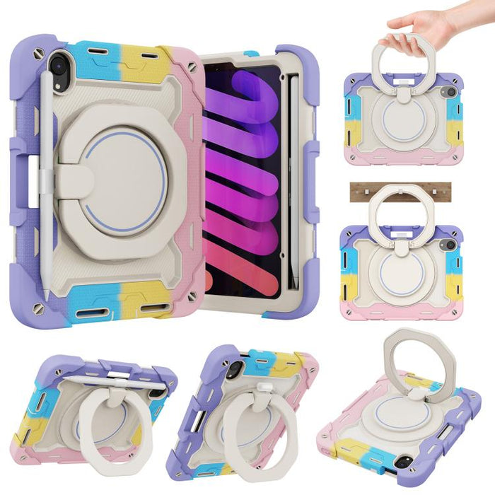 Armor Portable Rotating Ring Holder Silicone Tablet Case with Pen Slot, For iPad mini 6 / mini 2024, For iPad 2022, For iPad 10.2 2019 / 2020 / 2021