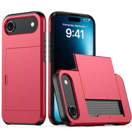 Shockproof Armor Phone Case with Card Slot, For iPhone 16 Pro, For iPhone 16 Plus