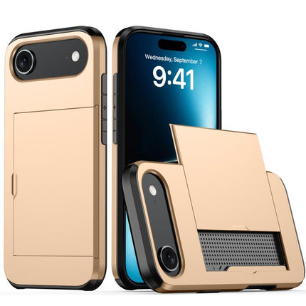 Shockproof Armor Phone Case with Card Slot, For iPhone 16 Pro, For iPhone 16 Plus