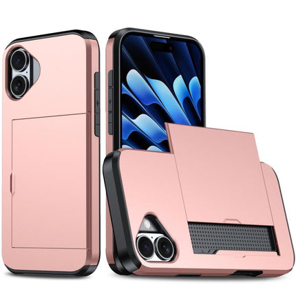 Shockproof Armor Phone Case with Card Slot, For iPhone 17e / 16e, For iPhone 17 Pro Max