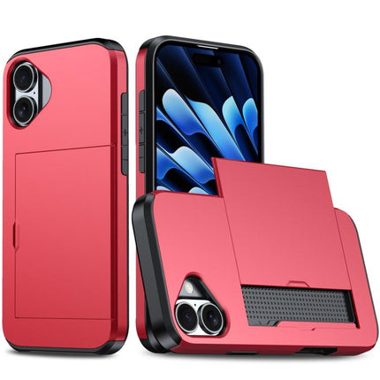 Shockproof Armor Phone Case with Card Slot, For iPhone 17e / 16e, For iPhone 17 Pro Max