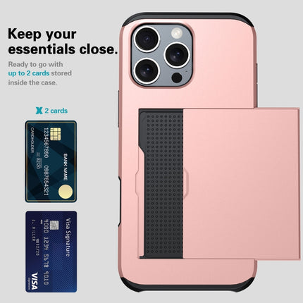 Shockproof Armor Phone Case with Card Slot, For iPhone 16 Pro, For iPhone 16 Plus