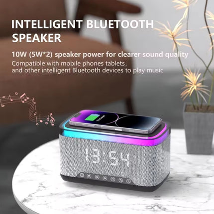 AEC S300 Portable 10W Power Multifunction Bluetooth Speaker Alarm Clock Wireless Charger, S300