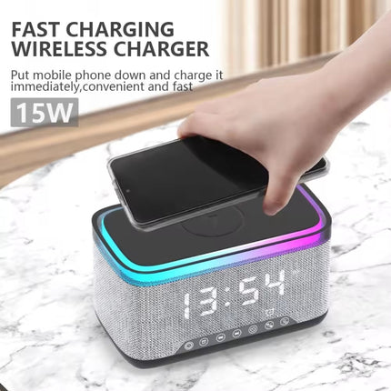 AEC S300 Portable 10W Power Multifunction Bluetooth Speaker Alarm Clock Wireless Charger, S300