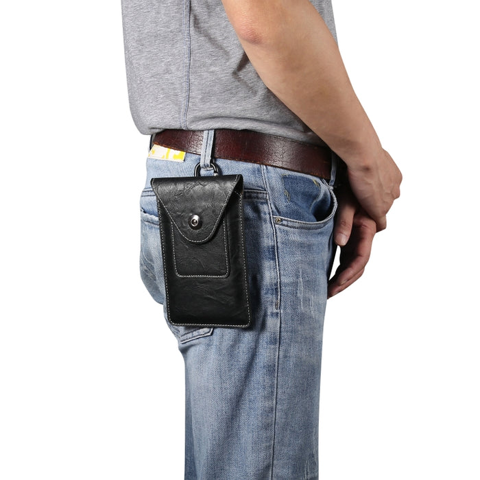 Elephant Texture Men Leisure Simple Universal Mobile Phone Waist Pack Leather Case with Card Slot, Suitable for 6.7-6.9 inch Smartphones, For iPhone 12 Pro Max