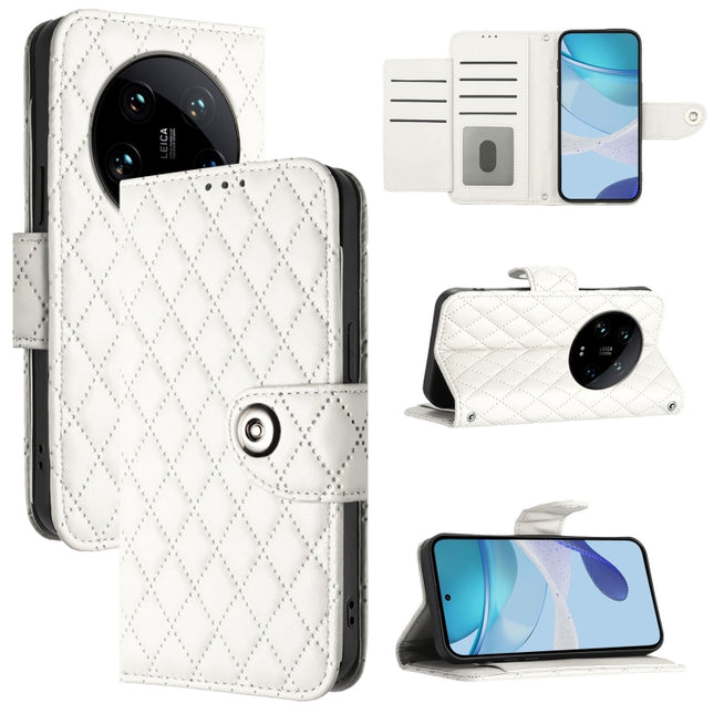 Rhombic Texture Flip Leather Phone Case with Lanyard, For Xiaomi 14 Ultra, For Xiaomi 14 Pro, For Xiaomi 14, For Xiaomi Poco M6 Pro 5G