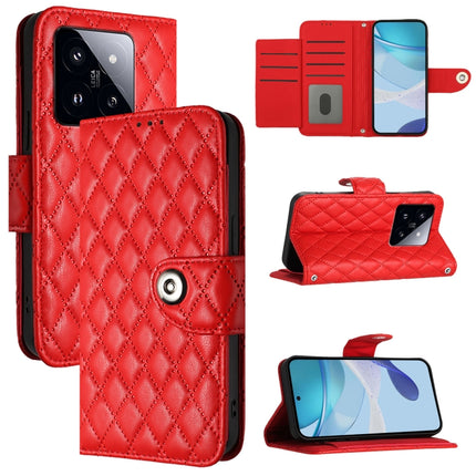 Rhombic Texture Flip Leather Phone Case with Lanyard, For Xiaomi 14 Ultra, For Xiaomi 14 Pro, For Xiaomi 14, For Xiaomi Poco M6 Pro 5G