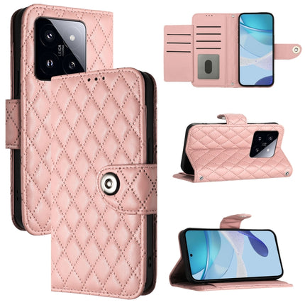 Rhombic Texture Flip Leather Phone Case with Lanyard, For Xiaomi 14 Ultra, For Xiaomi 14 Pro, For Xiaomi 14, For Xiaomi Poco M6 Pro 5G