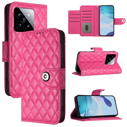 Rhombic Texture Flip Leather Phone Case with Lanyard, For Xiaomi 14 Ultra, For Xiaomi 14 Pro, For Xiaomi 14, For Xiaomi Poco M6 Pro 5G