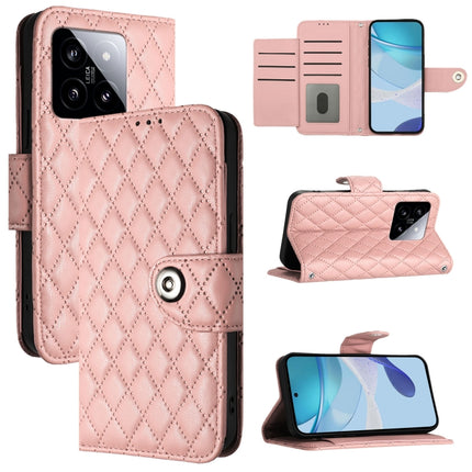 Rhombic Texture Flip Leather Phone Case with Lanyard, For Xiaomi 14 Ultra, For Xiaomi 14 Pro, For Xiaomi 14, For Xiaomi Poco M6 Pro 5G
