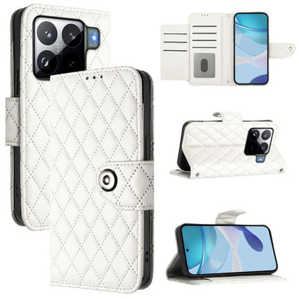 Rhombic Texture Flip Leather Phone Case with Lanyard, For Xiaomi 15T 5G, For Xiaomi Civi 5 Pro 5G, For Xiaomi 15S Pro 5G, For Xiaomi Poco M7 5G / C75 4G