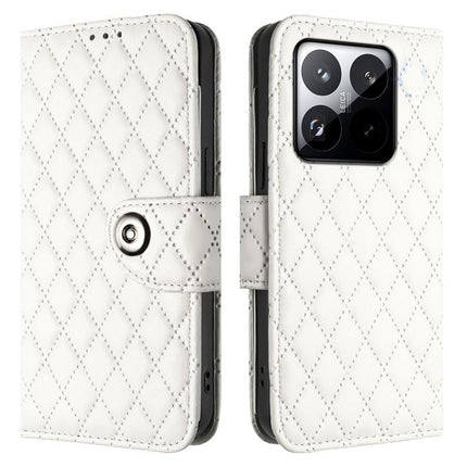 Rhombic Texture Flip Leather Phone Case with Lanyard, For Xiaomi 15T 5G, For Xiaomi Civi 5 Pro 5G, For Xiaomi 15S Pro 5G, For Xiaomi Poco M7 5G / C75 4G