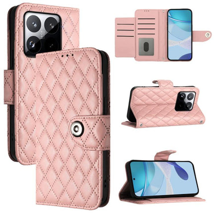Rhombic Texture Flip Leather Phone Case with Lanyard, For Xiaomi 15T 5G, For Xiaomi Civi 5 Pro 5G, For Xiaomi 15S Pro 5G, For Xiaomi Poco M7 5G / C75 4G