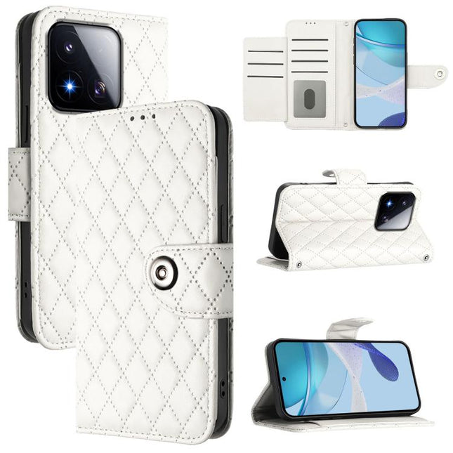 Rhombic Texture Flip Leather Phone Case with Lanyard, For Xiaomi 17 Max 5G, For Xiaomi 17T Pro 5G, For Xiaomi Poco M7 4G 169mm, For Xiaomi 15T Pro 5G