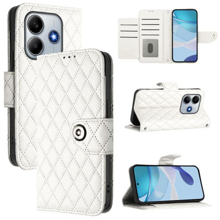 Rhombic Texture Flip Leather Phone Case with Lanyard, For Redmi Note 14 5G Global, For Redmi K80 5G / K80 Pro 5G, For Redmi Note 14 Pro 4G, For Redmi Note 14 4G 163.25mm