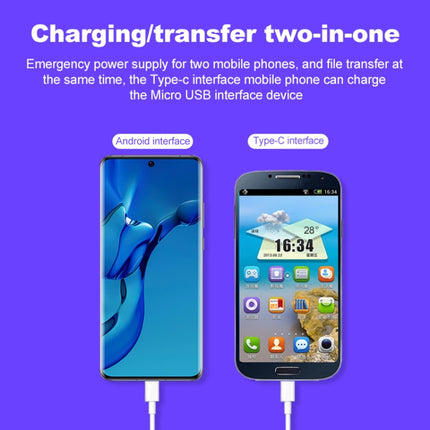 USB-C / Type-C to Micro USB Charging Data Cable, Length: 1m, Type-C to Micro USB