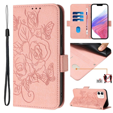 Embossed Rose RFID Anti-theft Leather Phone Case, For iPhone 13 mini, For iPhone 12  / 12 Pro, For iPhone 12 Pro Max, For iPhone 12 mini