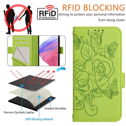 Embossed Rose RFID Anti-theft Leather Phone Case, For iPhone 16, For iPhone 15 Pro Max, For iPhone 15 Pro, For iPhone 15 Plus