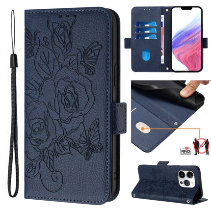 Embossed Rose RFID Anti-theft Leather Phone Case