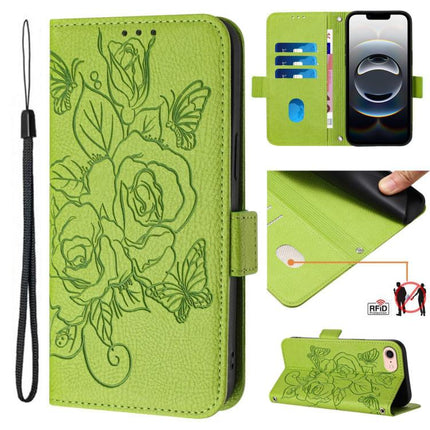 Embossed Rose RFID Anti-theft Leather Phone Case