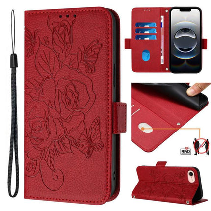 Embossed Rose RFID Anti-theft Leather Phone Case