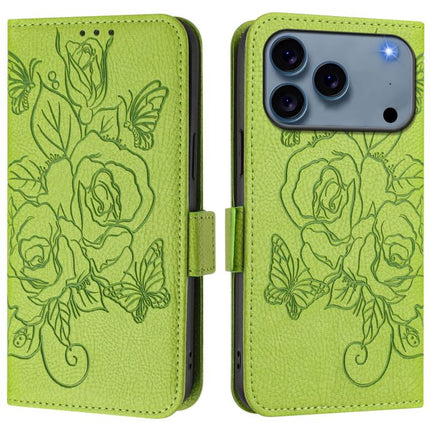 Embossed Rose RFID Anti-theft Leather Phone Case, For iPhone 17 Pro Max, For iPhone 17 Pro, For iPhone 17, For iPhone Air