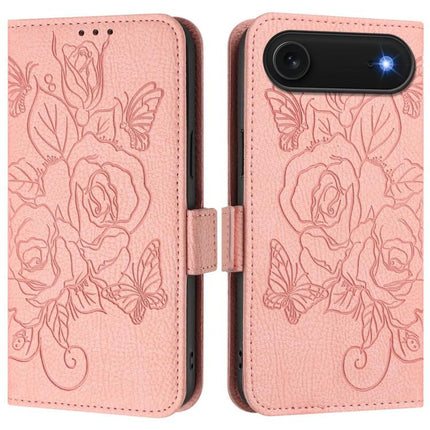 Embossed Rose RFID Anti-theft Leather Phone Case, For iPhone 17 Pro Max, For iPhone 17 Pro, For iPhone 17, For iPhone Air