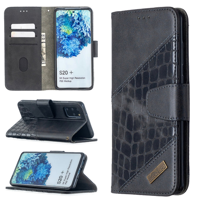 Matching Color Crocodile Texture Horizontal Flip PU Leather Case with Wallet & Holder & Card Slots, For Samsung Galaxy S20+