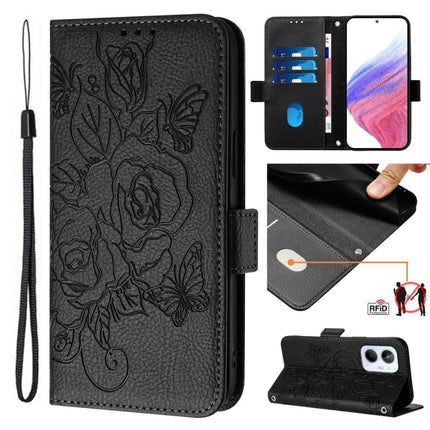 Embossed Rose RFID Anti-theft Leather Phone Case, For Realme 10 Pro+ 5G, For Realme 10 4G Global, For Realme C30 4G / Narzo 50i Prime / C30s, For Realme GT Neo 3T