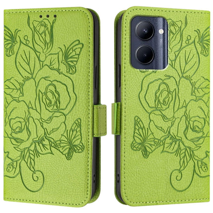Embossed Rose RFID Anti-theft Leather Phone Case, For Realme C33 2022 / C33 2023 Global, For Realme 10T 5G / 10s 5G / 9i 5G Indian, For Realme GT3 5G / GT Neo 5 240W, For Realme 10 Pro 5G