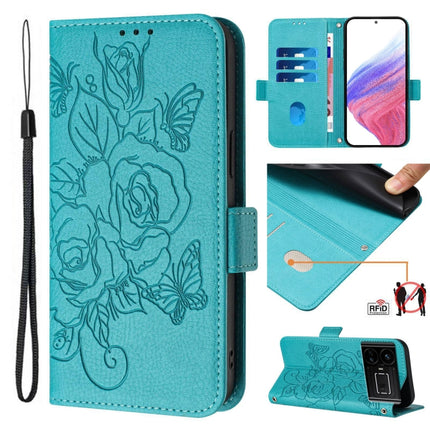 Embossed Rose RFID Anti-theft Leather Phone Case, For Realme GT5 5G / GT5 5G 240W, For Realme Narzo 60 Pro, For Realme C65 4G Global, For Realme C55 4G Global / Narzo N55